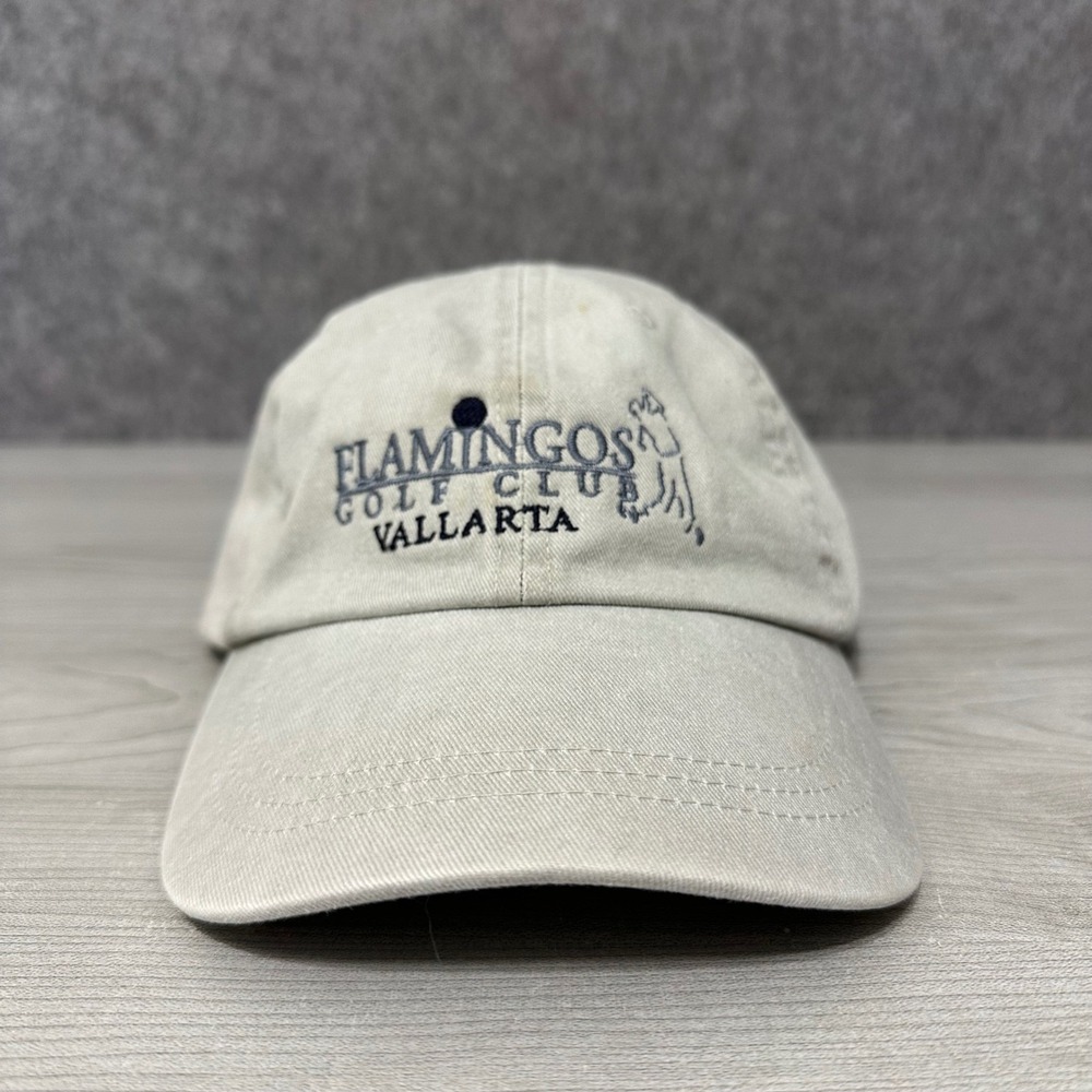 Invasion Flamingos Golf Club Vallarta Hat Mens Beige Adjustable Cap